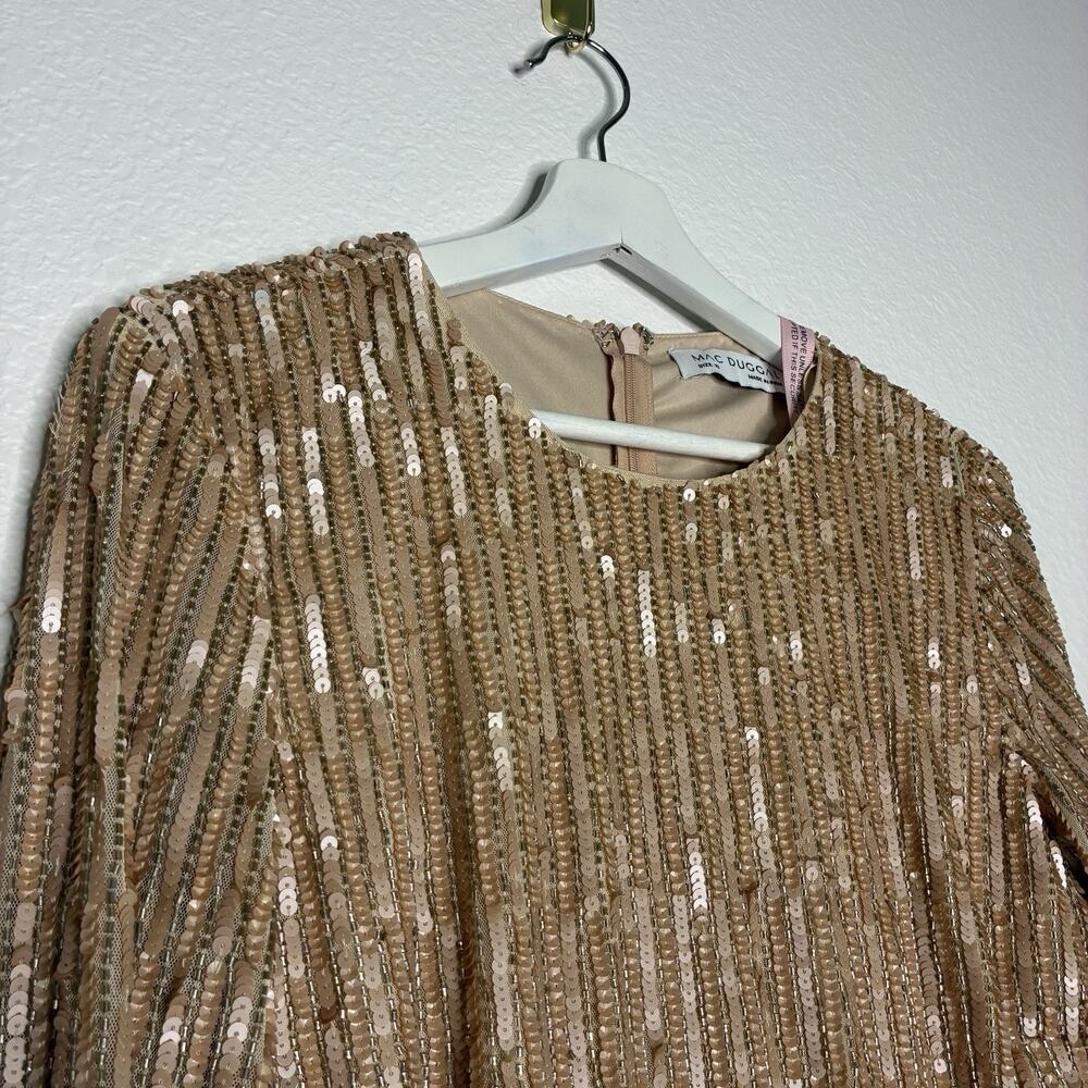Mac Duggal Champagne Sequin Beaded Cocktail Dress 10 NWT - Picture 3 of 12